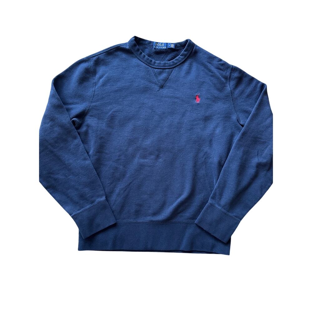 Polo Ralph Lauren Navy Blue Red Embroidered Pony Logo M Double V Crewneck